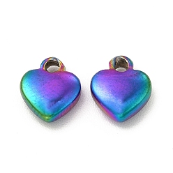 Rainbow Color Ion Plating(IP) 304 Stainless Steel Charms, Heart Charm, Rainbow Color, 7.5x6x2mm, Hole: 1.2mm
