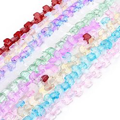 Mixed Color Transparent Glass Beads Strands, Elephant, Mixed Color, 10x12x3mm, Hole: 1mm, about 45~48pcs/strand, 14~14.5 inch(36~37cm)