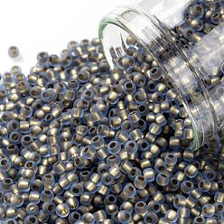 (997FM) Bronze Lined Light Sapphire Rainbow Matte TOHO Round Seed Beads, Japanese Seed Beads, (997FM) Bronze Lined Light Sapphire Rainbow Matte, 11/0, 2.2mm, Hole: 0.8mm, about 5555pcs/50g