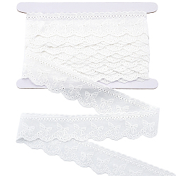 Blanc 8galon plat en polyester creux, ruban à bords ondulés avec nœud papillon, avec carte d'affichage en carton, blanc, 1-5/8 pouces (42 mm)