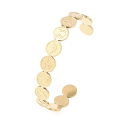 Золотой Хэллоуин 201 Браслеты-манжеты из нержавеющей стали для женщин, плоская круглая фигурка с летучей мышью, пауком и призраком., золотые, внутренний диаметр: 2.32 дюйм (5.9 см)