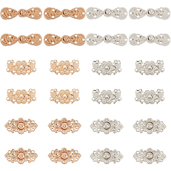 Mixed Color 24 Sets 6 Style Alloy Snap Clasps, Closure Sewing Fasteners for Garment Accessories, Mixed Color, 12.5~17x23~25x2.5~3.5mm, 4sets/style