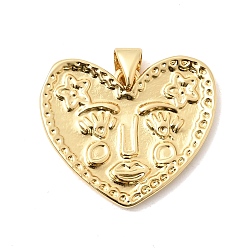Настоящее золото 18K Латунные подвески, сердце прелести, долговечный, стойки покрытие, без свинца и без кадмия, реальный 18 k позолоченный, 20x23x2.5 мм, отверстие : 5x3 мм