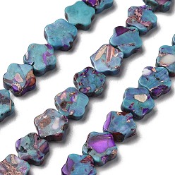 Фиолетовый Синтетические имперские нитки из бисера яшмы, окрашенные, цветок, фиолетовые, 10~10.5x10.5~11x4 мм, отверстие : 0.5 мм, около 41 шт / нитка, 16.10~16.26'' (40.9~41.3 см)