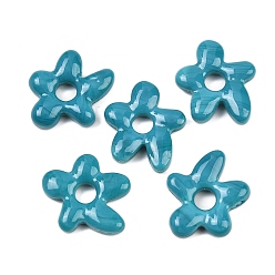 Темно-бирюзовый Бусины лэмпворк , цветок, темные бирюзовый, 18x17x4 мм, отверстие : 3.7 мм