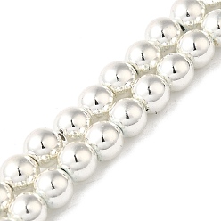 с Покрытием Серебра Гальванические нити синтетических магнитных гематитовых бусин, круглые, со серебряным покрытием, 5 мм, отверстие : 1 мм, около 84 шт / нитка, 15.75'' (40 см)