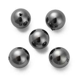 Черный Для выпечки расписные жемчужные стеклянные жемчужные круглые бусины, наполовину просверлено/половина отверстия, чёрные, 12 мм, отверстие : 1.2 мм