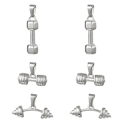 Нержавеющая Сталь Цвет 6 шт 3 стили 304 подвески из нержавеющей стали, гантель очарование, цвет нержавеющей стали, 20~28x8~10 мм, отверстие : 6x3 мм, 2 шт / стиль