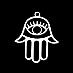 Нержавеющая Сталь Цвет Не тускнеющие 201 подвески из нержавеющей стали, лазерная резка, рука хамсы // рука мириам со сглазом, цвет нержавеющей стали, 28x23x1 мм, отверстие : 1.8 мм