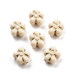 Old Lace Plating Acrylic Beads, Golden Metal Enlaced, Flower, Old Lace, 14.5x13.5x7.5mm, Hole: 2mm, 500pcs/500g