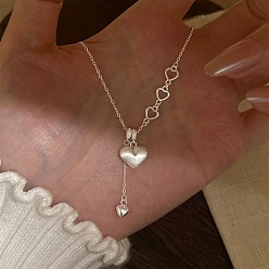 Серебро Женские кулоны-подвески в виде сердечек из прозрачного кубического циркония с микропаве из латуни., серебряные, 15.75 дюйм (40 см)