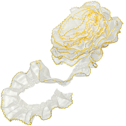 Желтый Отделка из полиэстерового плиссированного кружева, гофрированная отделка, аксессуары для одежды, желтые, 2 дюйм (50 мм)