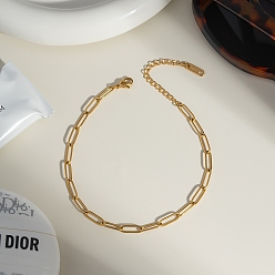 Золотой Женские браслеты на ногу из нержавеющей стали с цепочкой-скрепкой, золотые, 8-1/2 дюйм (215 мм)