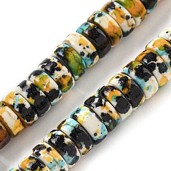 Черный Синтетические бирюзовые бусины, покрытые краской для выпечки, с эмалью, диск, чёрные, 6~6.5x2.5 мм, отверстие : 1~1.2 мм, около 133~134 шт / нитка, 14.57'' (37 см)