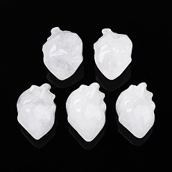Хрусталь Бусины из натурального кварцевого кристалла в форме сердца, горного хрусталя, нет отверстий / незавершенного, 28~31x21~23x18.5~20 мм