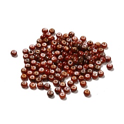 Dark Red 6/0 Opaque Glass Seed Beads, Round Hole, Rondelle, Dark Red, 4~4.5x3~4mm, Hole: 0.8~1.5mm