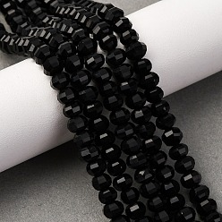 Обсидиан Природные обсидиана бисер нитей, граненые, тыква, 6x4 мм, отверстие : 1 мм, около 89~91 шт / нитка, 14.96''~15.16'' (38~38.5 см)
