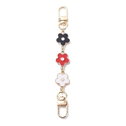 Red Flower Plastic Enamel Link Purse Short Chain, Bag Strap Extenders, with Alloy Swivel Clasps, Red, 15cm
