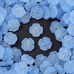 Светло-Синий Матовые прозрачные акриловые бусины, цветок, серебристого металла, обвитыми, с покрытием AB цвета, голубой, 19.5x20x7 мм, отверстие : 1.6 мм, Около 238 шт / 500 г