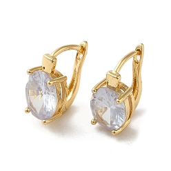 Oval Серьги-кольца из золотой латуни с микропаве из циркония, овальные, 15x8 мм