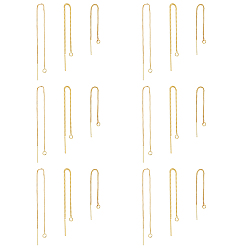 Золотой 9 пары 3 стиль латунные серьги-гвоздики фурнитура, с петлями, долговечный, ушные резьбы, золотые, 70~100x1x0.6~1 мм, отверстие : 1.5~2 мм, штифты : 0.5~0.7 мм, 3 пары / стиль