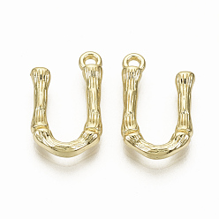Letter U Подвески из сплава , без кадмия, без никеля и без свинца, бамбуковая буквица, реальный 18 k позолоченный, letter.u, u: 17x10x3 мм, отверстие : 1.5 мм