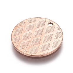 Розовое Золото Подвески из нержавеющей стали с ионным покрытием (ip), плоско-круглые, розовое золото , 15x1 мм, отверстие : 1.4 мм