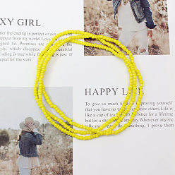 Желтый Стеклянные бусины-рондель из бисера на талию, бохо сексуальная цепочка на живот, желтые, 820 мм