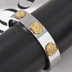 Золотой & Цвет Нержавеющей Стали Цветок 304 открытые браслеты-манжеты из нержавеющей стали для женщин, золотые и нержавеющая сталь цвет, внутренний диаметр: 2-1/4 дюйм (5.6 см)