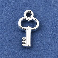 Key Plating Acrylic Pendants, Silver, Key Charms, 17x9.5x2.5mm, Hole: 1.8mm