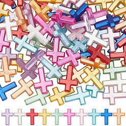 (52) Непрозрачная лаванда Смола имитация жемчуг бисер, крестик, разноцветные, 24x17.5x5.5 мм, отверстие : 2 мм, 10 цветов, 10 шт / цвет, 100 шт / комплект