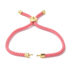 Pink Изготовление браслетов из хлопка, с латунной фурнитурой , плоские круглые с дерева жизни, золотые, розовые, 8-5/8 дюйм (22 см), отверстие : 2 мм