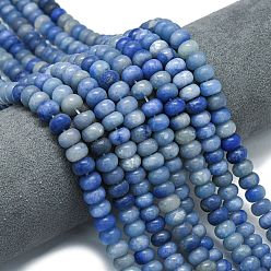 Синий Авантюрин Природные голубые авантюрин бисером пряди, матовые, рондель, окрашенная и подогревом, 8x5 мм, отверстие : 1.4 мм, около 73~75 шт / нитка, 14.96''~15.16'' (38~38.5 см)