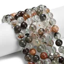 Лодолит Кварц Натуральный зеленый lodolite кварц бисер пряди, круглые, круглые, 10.5 мм, отверстие : 1 мм, около 39 шт / нитка, 15.63 дюйм (39.7 см)