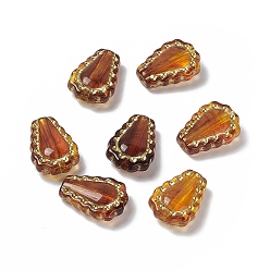 Перу Акриловые бусины с золотым металлическим обрамлением, слеза, Перу, 17x12x6 мм, отверстие : 1.8 мм, 750 шт / 500 г