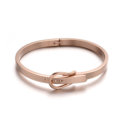 Rose Gold Watch Band Design 304 Stainless Steel Bangles, Ion Plating(IP), Rose Gold, 45x56mm
