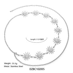 Солнце Летний пляж 304 цепочки из нержавеющей стали для талии и живота для сексуального бикини, цвет нержавеющей стали, не тускнеет, солнце, 1150 мм