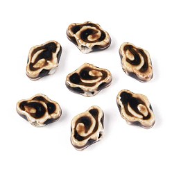 Перу Фарфоровые бусины ручной работы, облако, фантазии античного стекла фарфора, Перу, 10~12x16~16.5x6~6.5 мм, отверстие : 2.5~3 мм