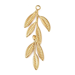 Золотой 304 подвески из нержавеющей стали, лиственные ветки прелести, золотые, 50x19.5x1 мм, отверстие : 2.5 мм