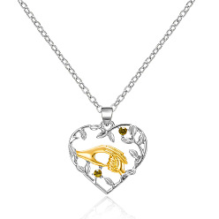 Платиновый & Золотой Подвеска-колье из сплава оливина со стразами ко Дню матери, сердце с рукой, платиной и золотом, 15.75 дюйм (40 см), Кулон : 26x25 мм