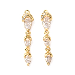 Настоящее золото 18K Латунные микро проложить кубического циркония подвески, фрукты, без никеля , реальный 18 k позолоченный, 27x6x5 мм, отверстие : 1 мм