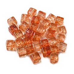 Помидор 500прозрачные стеклянные бусины с кракле, кубические, помидор, 6.5x6.5x6 мм, отверстие : 1.8 мм