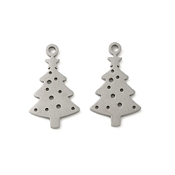 Рождественская елка Рождественские 201 подвески из нержавеющей стали, лазерная резка, рождественская елка, 18x10x1 мм, отверстие : 1.4 мм