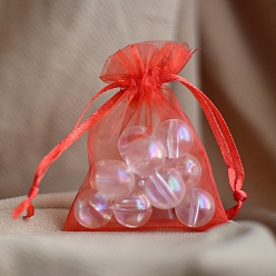 Красный Подарочные мешочки из органзы с завязками, мешочки для украшений, свадебная вечеринка рождественские подарочные пакеты, прямоугольные, красные, 9x7 см