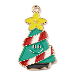 Рождественская елка Подвески из эмали и сплава, Новогодняя тема, золотой свет, рождественская елка, 29x16x1.5 мм, отверстие : 1.5 мм