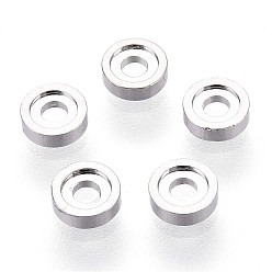 Платинированный Spacer бисер латунные, без кадмия, без никеля и без свинца, колонка, Реальная платина, 4x1 мм, отверстие : 1.4 мм