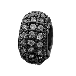 Electrophoresis Black Латунные микропаве прозрачные кубики из циркония, без кадмия, без никеля и без свинца, плоско-круглые, электрофорез черный, 8.5x4.5 мм, отверстие : 3.5 мм