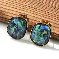 Настоящее золото 18K 304 из нержавеющей стали серьги, с оболочкой, ионное покрытие (ip), овальные, реальный 18 k позолоченный, 19x16 мм