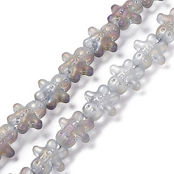 Gainsboro Half Rainbow Plated Forsted Electroplate Glass Beads, Ginger Man, for Christmas, Gainsboro, 15x14x7mm, Hole: 1mm, about 45pcs/strand, 24.80''~25.20''(63~64cm)