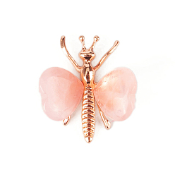 Розовый Кварц Украшения в виде бабочки из натурального розового кварца с фурнитурой из сплава, фигурка для украшения дома, энергетический камень рейки для исцеления, 43x38 мм